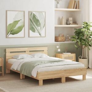 vidaXL Bettgestell Sonoma Eiche 120x200 cm mit Kopfteil & LED vidaXL Bettgestell Sonoma Eiche 120x200 cm mit Kopfteil & LED