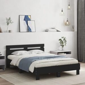 vidaXL Black 135x190 cm Bed Frame with LED & Headboard - Bed Type vidaXL Black 135x190 cm Bed Frame with LED & Headboard - Bed Type