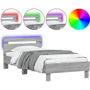 estructura de cama gris Sonoma con LED - Cama estructura de cama gris Sonoma con LED - Cama