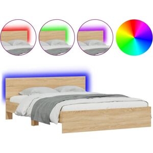vidaXL Bettgestell mit LED - Sonoma Eiche, 150x200 cm, King Size vidaXL Bettgestell mit LED - Sonoma Eiche, 150x200 cm, King Size