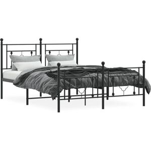 vidaXL Black Metal Bed Frame with Headboard & Footboard - Bed Frame vidaXL Black Metal Bed Frame with Headboard & Footboard - Bed Frame