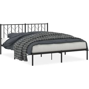 vidaXL Metal Bed Frame with Headboard - Black - 160x200cm - Bed Frame vidaXL Metal Bed Frame with Headboard - Black - 160x200cm - Bed Frame