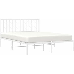 vidaXL White Metal Bed Frame - 140x200cm - with Headboard vidaXL White Metal Bed Frame - 140x200cm - with Headboard