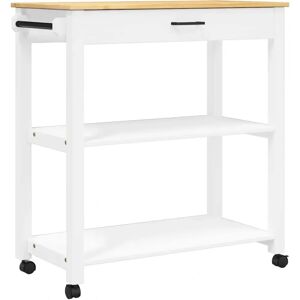 vidaXL White Kitchen Trolley - Monza Solid Wood 84x40x90 cm vidaXL White Kitchen Trolley - Monza Solid Wood 84x40x90 cm