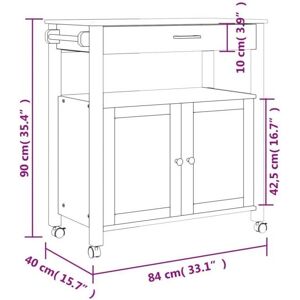 vidaXL Grey Monza Kitchen Trolley 84x40x90cm - Kitchen Trolley vidaXL Grey Monza Kitchen Trolley 84x40x90cm - Kitchen Trolley