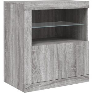 vidaXL Grey Sonoma Sideboard with LED Lights - Sideboard vidaXL Grey Sonoma Sideboard with LED Lights - Sideboard