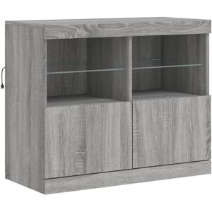 vidaXL Grey Sonoma Sideboard with LED Lights - Sideboard vidaXL Grey Sonoma Sideboard with LED Lights - Sideboard