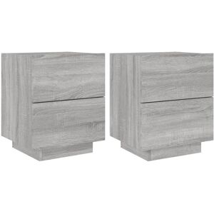 vidaXL Natbord - Grå Sonoma - LED-lys - Natbord vidaXL Natbord - Grå Sonoma - LED-lys - Natbord