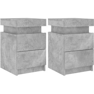 vidaXL Bedside Cabinets with LED Lights - 2 pcs - Concrete Grey vidaXL Bedside Cabinets with LED Lights - 2 pcs - Concrete Grey