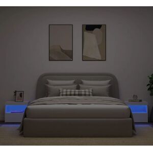 vidaXL Bedside Cabinet with LED Lights - 2 pcs - White - 50x40x45 cm vidaXL Bedside Cabinet with LED Lights - 2 pcs - White - 50x40x45 cm