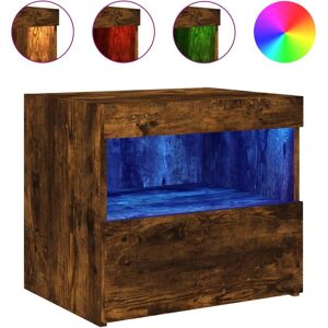 vidaXL Bedside Cabinet with LED Lights Smoked Oak - Bedside Cabinet vidaXL Bedside Cabinet with LED Lights Smoked Oak - Bedside Cabinet