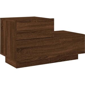vidaXL Bedside Cabinet with LED Lights Brown Oak - Bedside Table - Nightstand vidaXL Bedside Cabinet with LED Lights Brown Oak - Bedside Table - Nightstand