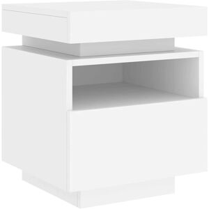 vidaXL Bedside Cabinet with LED Lights White 40x39x48.5 cm - Nightstand vidaXL Bedside Cabinet with LED Lights White 40x39x48.5 cm - Nightstand