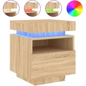 vidaXL Natbord med LED-lys Sonoma Eg - Natbord vidaXL Natbord med LED-lys Sonoma Eg - Natbord