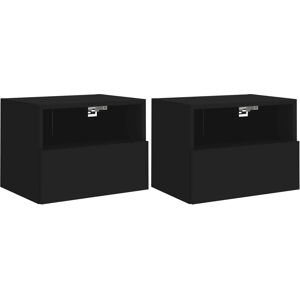 vidaXL TV Wall Cabinets Wall Mounted TV Units 2 pcs Black Engineered Wood - TV Wall Cabinet vidaXL TV Wall Cabinets Wall Mounted TV Units 2 pcs Black Engineered Wood - TV Wall Cabinet