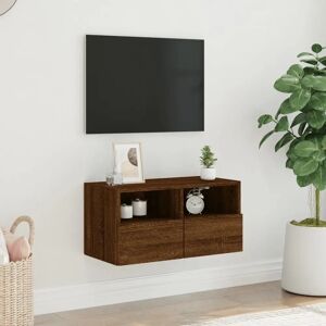 vidaXL TV Wall Cabinet Brown Oak - Wall-mounted TV Cabinet Stand - TV Wall Cabinet vidaXL TV Wall Cabinet Brown Oak - Wall-mounted TV Cabinet Stand - TV Wall Cabinet