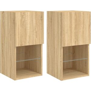 vidaXL Sonoma Oak TV Cabinets 2 pcs - TV Stand with LED Lights vidaXL Sonoma Oak TV Cabinets 2 pcs - TV Stand with LED Lights