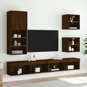 vidaXL Brown Oak TV Cabinet with LED Lights - Entertainment Centre vidaXL Brown Oak TV Cabinet with LED Lights - Entertainment Centre