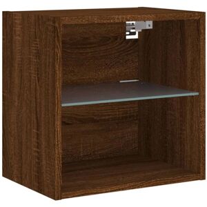vidaXL Bedside Cabinet with LED Lights Wall-mounted Nightstand Table Brown Oak - Bedside Cabinet vidaXL Bedside Cabinet with LED Lights Wall-mounted Nightstand Table Brown Oak - Bedside Cabinet