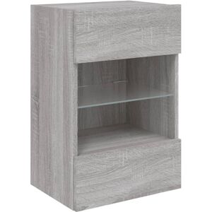 vidaXL TV Wall Cabinet with LED Lights Grey Sonoma - TV Wall Cabinet vidaXL TV Wall Cabinet with LED Lights Grey Sonoma - TV Wall Cabinet