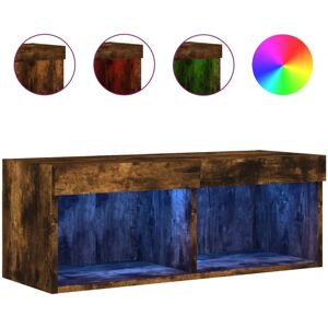 vidaXL TV Cabinet with LED Lights - Smoked Oak - Media Unit vidaXL TV Cabinet with LED Lights - Smoked Oak - Media Unit