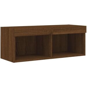vidaXL TV cabinet with LED lights - Modern Brown Oak TV unit vidaXL TV cabinet with LED lights - Modern Brown Oak TV unit