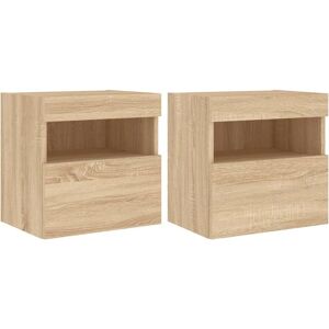 vidaXL Sonoma Oak TV Wall Cabinets with LED Lights - 2 pcs vidaXL Sonoma Oak TV Wall Cabinets with LED Lights - 2 pcs