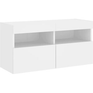 vidaXL White Wall-Mounted TV Cabinet with LED Lights - TV Cabinet vidaXL White Wall-Mounted TV Cabinet with LED Lights - TV Cabinet