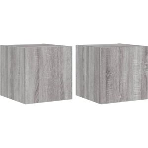 vidaXL Grey Sonoma LED TV Wall Cabinets - 2 pcs vidaXL Grey Sonoma LED TV Wall Cabinets - 2 pcs