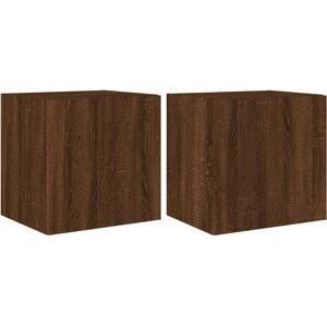 vidaXL Wall Cabinets with LED Lights - 2 pcs - Brown Oak - TV Wall Units vidaXL Wall Cabinets with LED Lights - 2 pcs - Brown Oak - TV Wall Units