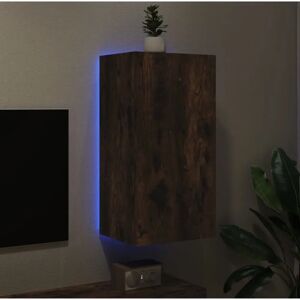 vidaXL TV Wall Cabinet with LED Lights Smoked Oak - TV Wall Cabinet vidaXL TV Wall Cabinet with LED Lights Smoked Oak - TV Wall Cabinet