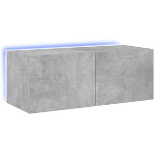 vidaXL TV Wall Cabinet with LED Lights - Wall Mount, Concrete Grey vidaXL TV Wall Cabinet with LED Lights - Wall Mount, Concrete Grey