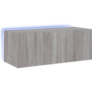 vidaXL TV Wall Cabinet with LED Lights Grey Sonoma - TV Wall Cabinet vidaXL TV Wall Cabinet with LED Lights Grey Sonoma - TV Wall Cabinet