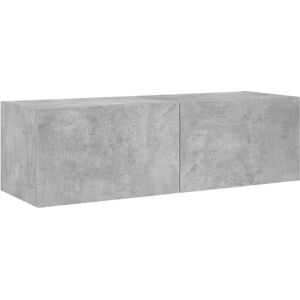vidaXL Wall Cabinet with LED Lights - Wall Mounted TV Unit - Concrete Grey vidaXL Wall Cabinet with LED Lights - Wall Mounted TV Unit - Concrete Grey