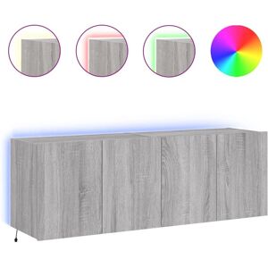 vidaXL TV Wall Cabinet - Grey Sonoma - LED Lights - 2 pcs vidaXL TV Wall Cabinet - Grey Sonoma - LED Lights - 2 pcs