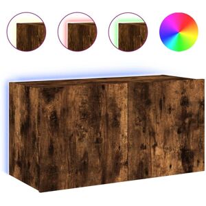 vidaXL TV Wall Cabinet with LED Lights Smoked Oak - TV Wall Cabinet vidaXL TV Wall Cabinet with LED Lights Smoked Oak - TV Wall Cabinet