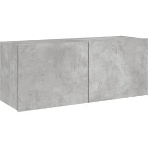 vidaXL Wall Cabinet with LED Lights - Wall Mounted TV Unit in Concrete Grey vidaXL Wall Cabinet with LED Lights - Wall Mounted TV Unit in Concrete Grey
