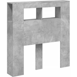 vidaXL LED Hovedgærde Beton Grå 100x18,5x103,5 cm Træ - Hovedgærde vidaXL LED Hovedgærde Beton Grå 100x18,5x103,5 cm Træ - Hovedgærde