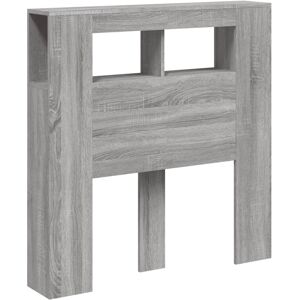vidaXL Grey Sonoma LED Headboard - Bed Header with Storage vidaXL Grey Sonoma LED Headboard - Bed Header with Storage