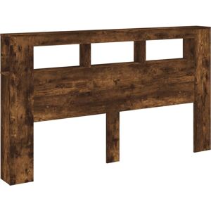 vidaXL Smoked Oak LED Headboard Bed - Headboard, Modern, Storage, RGB LED vidaXL Smoked Oak LED Headboard Bed - Headboard, Modern, Storage, RGB LED