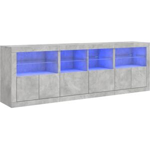 vidaXL Betonszürke Sideboard mit LED-Leuchten - Wohnzimmer Aufbewahrung vidaXL Betonszürke Sideboard mit LED-Leuchten - Wohnzimmer Aufbewahrung