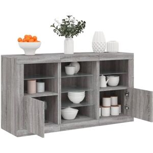 vidaXL Grey Sonoma Sideboard with LED Lights - Storage Cabinet vidaXL Grey Sonoma Sideboard with LED Lights - Storage Cabinet