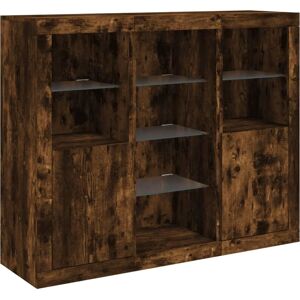 vidaXL Smoked Oak Sideboards with LED Lights - 3 pcs - Sideboards vidaXL Smoked Oak Sideboards with LED Lights - 3 pcs - Sideboards