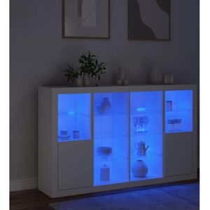 vidaXL White Sideboard with LED Lights - 3 pcs Modern Storage Furniture vidaXL White Sideboard with LED Lights - 3 pcs Modern Storage Furniture