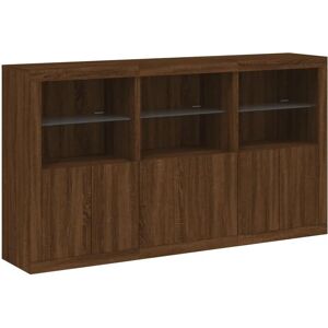 vidaXL Brown Oak Sideboard with LED Lights - Storage Cabinet vidaXL Brown Oak Sideboard with LED Lights - Storage Cabinet