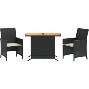 vidaXL 3-Tlg. Bistro-Set Mit Kissen Poly Rattan - Schwarz und Creme - Gartenmöbel vidaXL 3-Tlg. Bistro-Set Mit Kissen Poly Rattan - Schwarz und Creme - Gartenmöbel