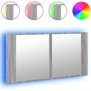 vidaXL LED Bathroom Mirror Cabinet Grey Sonoma - Bathroom Mirror Cabinet vidaXL LED Bathroom Mirror Cabinet Grey Sonoma - Bathroom Mirror Cabinet