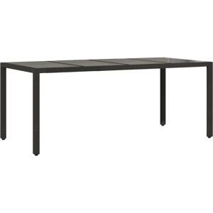 vidaXL Utetabell Svart - Hagebord med Glassplate 190x90x75 cm vidaXL Utetabell Svart - Hagebord med Glassplate 190x90x75 cm