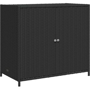 vidaXL Garden Storage Cabinet Black 83x45x76 cm Poly Rattan - Garden Storage Cabinet vidaXL Garden Storage Cabinet Black 83x45x76 cm Poly Rattan - Garden Storage Cabinet