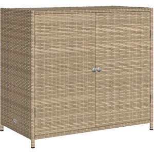 vidaXL Garden Storage Cabinet Beige Poly Rattan - Garden Storage Cabinet vidaXL Garden Storage Cabinet Beige Poly Rattan - Garden Storage Cabinet